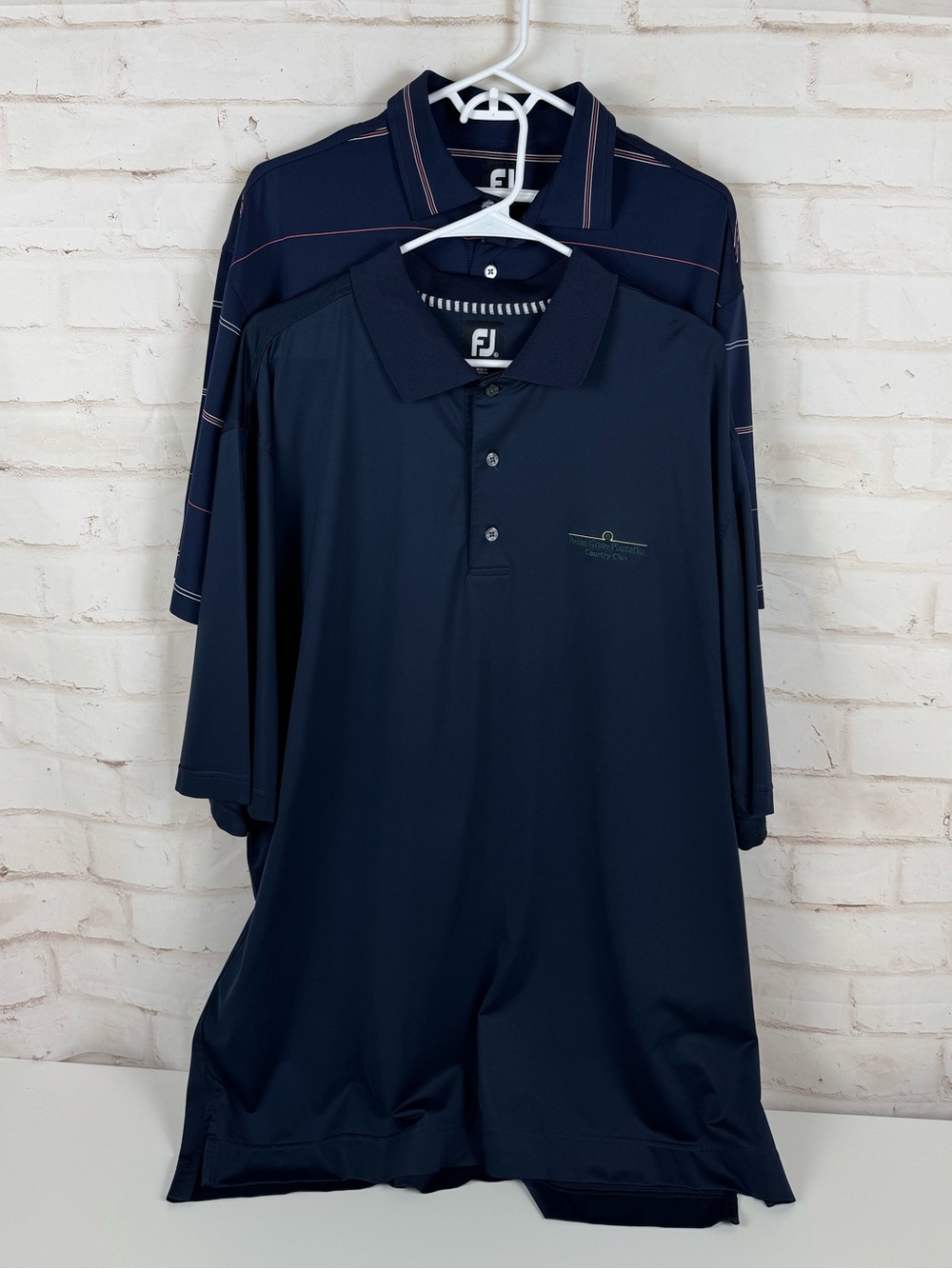 Lot of 2 Footjoy Polo Golf Shirts Size XL Pecan Grove Plantation and Stonecutter
